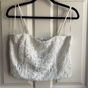 Lucy Paris Embroidered Lace Crop Top
